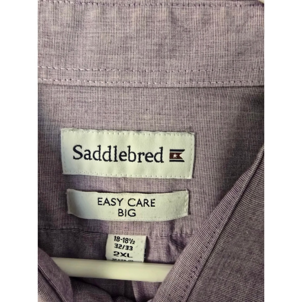 Saddlebred Easy Care Big Men's Dress Shirt Purple 18.5 Neck 2XL - Picture 2 of 3
